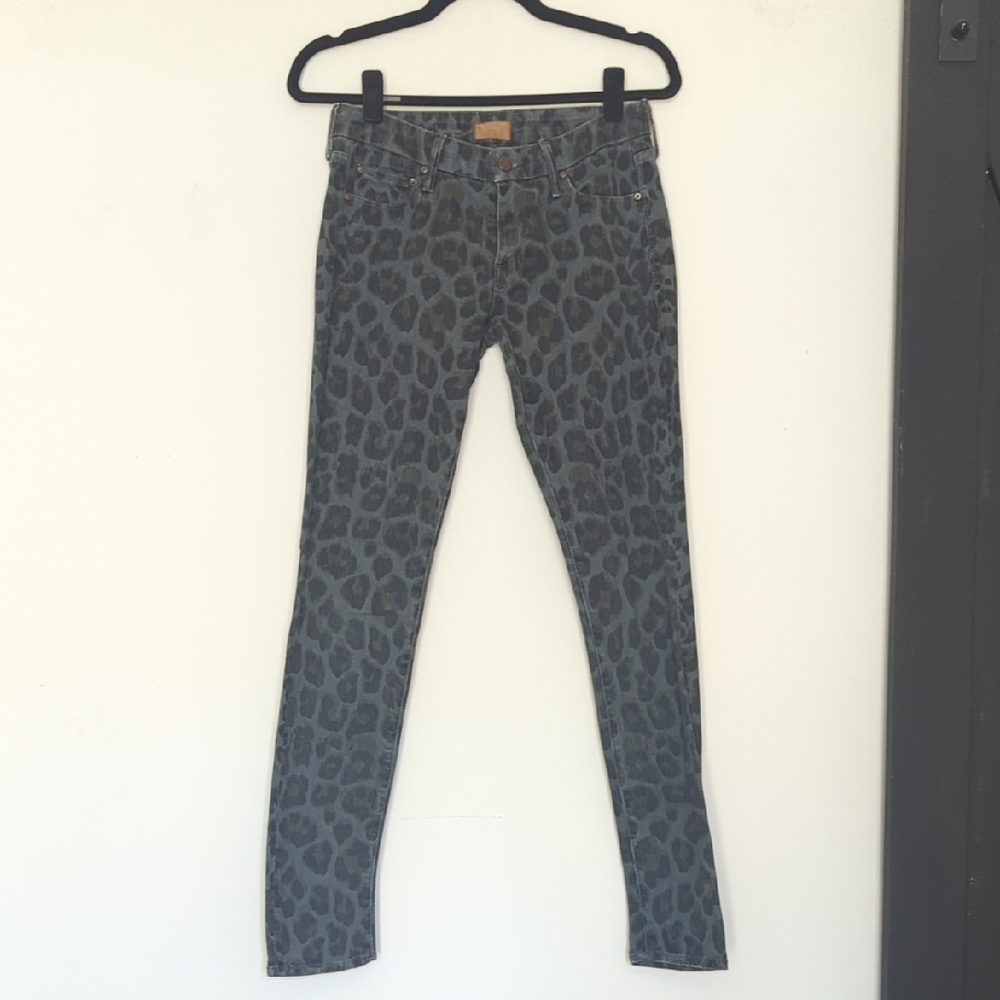 MOTHER Gray Leopard Skinny Jeans